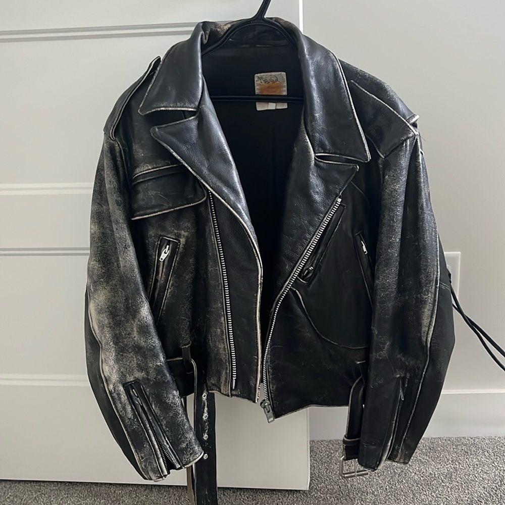 True North heavy weight leather biker jacket